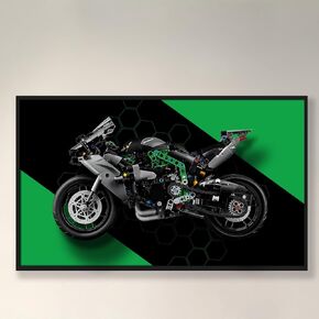 Display Wall Frame for Lego Technic Kawasaki Ninja H2R Motorcycle Toy,Display Wall Board for Lego 42170 Wall Mount - Ideal Gifts for Lego Lovers,Size:19.6x11.81 in