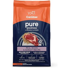 CANIDAE Pure Limited Ingredient Premium Adult Dry Dog Food, Real Bison & Barley Recipe, 4 lbs, with Wholesome Grains
