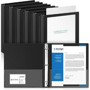 Henoyso 6 Pcs 1 Inch 3 Ring Binders, Black Placstic Cover Flexible Binders with 2 Pockets, Fit 8.5 x 11 Inch Letter Size, Holds 175 Sheets for School, Office Use, Recipe