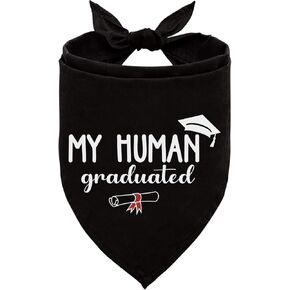 My Human Graduated Dog Bandana, Black Pet Triangle Scarf, Puppy Scarf for Graduation Announcement, Graduation Bandana for Small Medium Large Dogs, Dogs Cat Lovers Gift