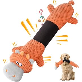 Squeaky Dog Toy - Stretchy Plush Chew Toy with Crinkle Paper & Built-in Squeaker, Interactive Teething Dog Toys for Large Dogs, Durable & Safe