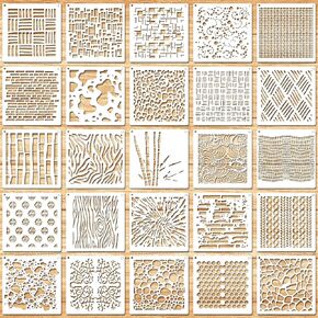 Stencils Texture Stencils for Painting 5 Inches 25 PCS Mix Stencil for Crafts Art Decor DIY Geometric Templates
