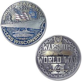 USS Wisconsin BB-64 Battleship Warships of World War 2 Collectible Military Challenge Coin
