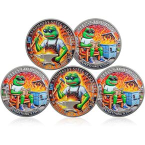 CHURYUML 5Pcs Dumpster Fire Coin Set - Funny Frog Dumpster Fire Gifts, Hilarious This is Fine Novelty Medallions Inspirational Office Gifts for Coworkers Colleagues Women Men Humorous Office Decor