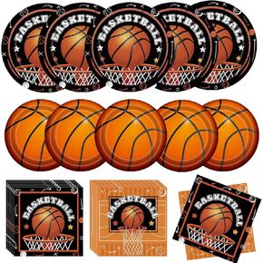 Basketball Birthday Party Decorations 100Pcs Basketball Sports Theme Birthday Party Supplies Basketball Plates and Napkins Basketball Party Favors for Basketball Party Decorations