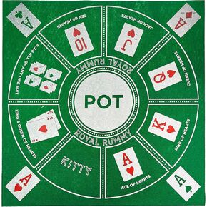 Royal Rummy Play Mat - 24" x 24" Green Felt Mat - Classic Family Casino Card Games of Bets and Bluffs - for Fans of Poker, Michigan Rummy, and Rummy Games - 30+ Min Gameplay, 2-9 Players