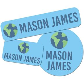 Name Tag Stickers for Boys, Personalized Washable Name Labels, Premium Waterproof Sticker for Summer Camps, School Supplies, Clothing, Lunch Boxes, & More - 128 Ct & 256 Ct (T-Rex Design)
