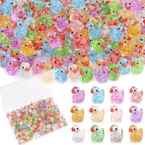 200PCS Mini Resin Animals Cute Rose Pink Tiny Flamingo Ducks, Miniature Figures to Hide, Small Animal Toys Accessories Bulk for Topper Garden Dollhouse Landscape Aquarium Ornaments DIY Crafts & Decor