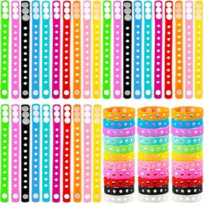 66 Pcs Silicone Charm Bracelets Adjustable Cute Kids Rubber Bracelets Bulk Colorful Wristbands with Holes for Shoe Birthday Party Gifts Identify, 11 Colors
