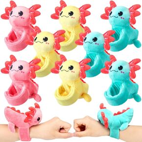 8 Pcs 9 Inch Axolotl Stuffed Animal Slap Bracelets Bulk Axolotl Plush Animal Wrist Cute Snap Bracelets in Bulk for Birthday Gifts Party Favors(Pink)