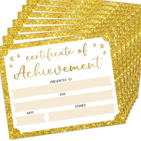 Gold Stars Award Certificates for Kids, 25 Certificate of Achievement Awards for Students, Preschool & Kindergarten Graduation, School Graduation Ceremony -01