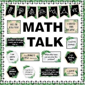 43 PCS Boho Math Talk Bulletin Board Set for Math Classroom Decorations Educational Maths Paper Cutouts Mathematics Talk Bulletin Board Decorations for Elementary Middle School Wall Decor Supplies