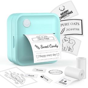 Label Maker Machine - Mini Label Printer Portable Thermal Printer for Home,Office,Organization,Bluetooth Sticker Maker for Phones,Sticker Machine for Kids School Items,Note Labels(Blue)