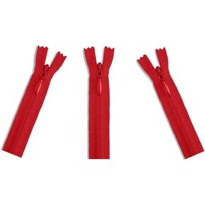 Invisible (Conceal) YKK Zippers - Perfect for Clothes, Crafts & Sewing Projects - Color: Red #519 - Choose Your Length - Made in The United States (3 Zippers Per Pack) (30" Inches)
