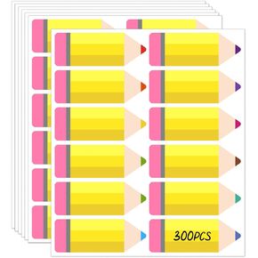 300Pcs Pencil Name Tag Stickers, Writable School Labels for Classroom Back to School Supplies Bulletin Board Desk Locker, Teacher & Student Use