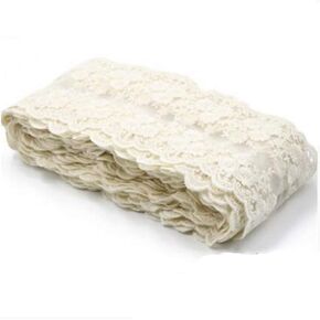 2 Yards DIY Lace Trim Floral Fabric Table Cloth Crafts Scallop Trim Bridal/Wedding Dress Flower Embroidered Applique Clothing Curtains 11cm Wide (Beige)