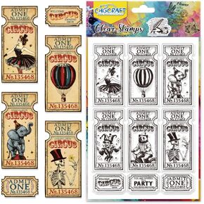 CHGCRAFT Circus Vintage Tickets Clear Stamps Postage Transparent Stamps Silicone Clear Stamp Seals for DIY Scrapbooking Photo Album Decoration, 4.3x6.3 inch