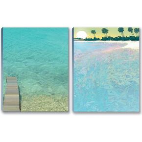 Tropical Water Note Pad Pack - 2 Tropical Theme Pads -5.5 x 4.25 Inches - 50 Sheets Per Pad
