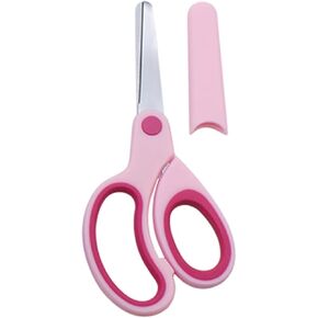 Pink Left Handed Scissor with Cap Blunt Tip Home Use Crafting Scissor Office Arts Cutting Paper Scissors,Cutting Tools