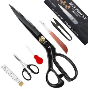 Butterfly Ultra Sharp Professional Fabric Scissors for Sewing - 10" High Carbon Steel Heavy Duty Tailor Shears with Ergonomic Grip for Craft Cutting, Textile, Quilting, Dressmaking, Home & Office Use