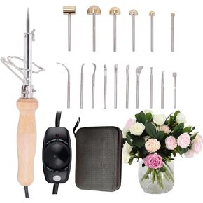 Fabric Flower Making Tool Electric Fabric Flower Maker with Adjustable Temperature 17 Heads Artificial Flower Ironing Machine with Anti-Scalding Bracket Fake Flower Making Tools