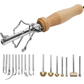 Electric Fabric Flower Making Tool Set with Adjustable Temperature Handle and 17 Heads, Artificial Flower Ironing Machine Fake Flower Making Tools for Artificial Flowers