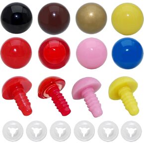 BESTCYC 1Box(112pcs) 10mm Plastic Safety Eyes, 8Colors Threaded Locked Design Craft Eyes with Washers for DIY Making and Repair Making of Amigurumi Stuffed Animal,Doll,Toy, Crochet, Supplies in Kuwait