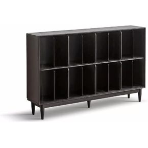 Bookshelf Solid Wood Bookshelf Simple Bookcase Black Lattice Cabinet Living Room Display Cabinet Study Storage Low Cabinet Bookshelves