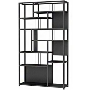 Bookshelf Nordic Wrought Iron Bookshelf Shelf Living Room Floor-to-Ceiling Bookcase Office Multi-Layer Modern Creative Shelf Bookshelves(B,120 * 25 * 200cm)