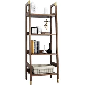 Bookshelf 4-Tier Open Bookshelf Organizer with Wooden Frame Ladder Bookshelf Office Book Organizer W 16.9" X H 53.5" X D 16.3" Bookshelves