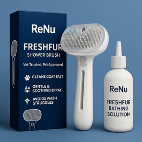 Renu Dog Brush, Renu Fresh Fur Shower Brush, Pet Hair Removal Comb with Steamer, 3 in 1 Dog Steam Brush for Shedding & Grooming with One-Click Release Button (White)
