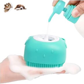 Pet Bath Brush | Shampoo Soap Dispenser for Dogs, Cats & Puppy Grooming – Silicone Massage Scrubber for Long/Short Hair Wash Spa Supplies - Gentle on Skin, Deep Cleaning for a Shiny Coat