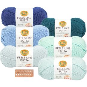 Lion Brand Yarn - Feels Like Butta - 6 Skein Assortment (Ocean Foam)