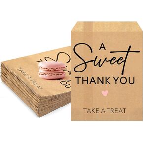 100 Pcs Wedding Cookie Bags 5 x 7 Inch Candy Buffet Party Favor Paper Bags a Sweet Thank You Take a Treat Cookie Supplies for Guest Decorating Pastry Bridal Shower(White,Wedding)