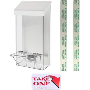 Marketing Holders Outdoor Brochure Holder for 4" x 9" Rack Cards and 3.5" x 2" with White Lid Wall Mount Outside Bin Business Cards Signs or Real Estate Box for Literature Clear Acrylic