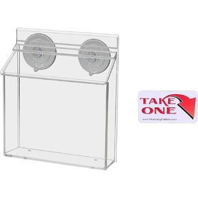 Outdoor Brochure Holder Suction Cup Window Mount Holds 6" x 4" Postcards Handouts Clear Acrylic Indoor or Outdoor Perfect for Take Out Menus and Pricing Sheets with Lid by Marketing Holders