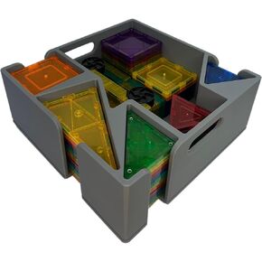 Magnetic Tile Storage - Starter Stack, Storage System, Standard Sorter with (2) Half Buckets, Organizer, Bin, Kids, Toys (Lemon)