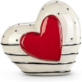 Demdaco 5004830113 Home Home Home Black و White و Red Striped 6 × 5.5 بوصة من الخنزير الأموال بنك عملة المال