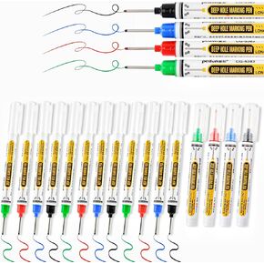 16 Pcs Long Head Deep Hole Marker - Long Nib Multi-Purpose Marker Pens, Waterproof Quick Dry Colorful Deep Reach Carpenter Markers for Construction, Bathroom & Woodworking