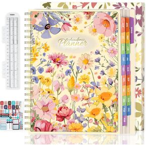 8.5 x11 Academic Planner 2025-2026, June 2025 - Dec 2026 Weekly and Monthly Planner with Colorful Tabs, 19 Months Hardcover College Daily Calendar Organizer for Student Teacher (Floral)