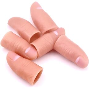 SUMAG Magic Trick Prop: 6 PCS Fake Thumb Tips for Vanishing, Exchanging & Appearing Magic Tricks (Length: 57 mm, PVC Material, All Ages)