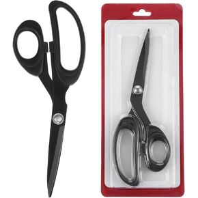 Left Handed Scissors, 8-Inch Stainless Steel Blunt Tip Craft Scissors For Fabric Cutting, Sewing Shears with PP Handle, All Purpose Safety Scissor for Adults, Home Use, 1Pc, Black