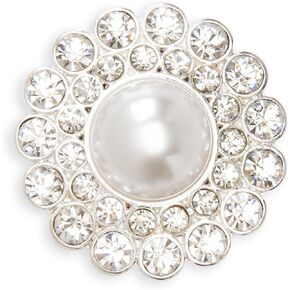 Darice, David Tutera Illusion, 6 Piece, Crystal Rhinestone and Pearl Magnet Brooches, Clear