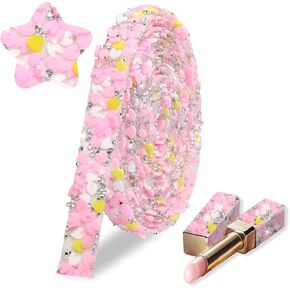 FULZTEY Glitter Rhinestone Ribbon Roll,1.2 CM Wide Diamond Ribbon for DIY Crafts,Mix Color Bow Rhinestone Tape,Shiny 3 Yards Self Adhesive Rhinestones Sticker for Birthday Party Decoration