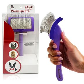Warren London Gentle Touch Slicker Brush for Puppies & Small Dogs – 4" x 2" Soft Pin Grooming Brush – Tangle Remover for Sensitive Skin – Compact, Lightweight & Easy to Use