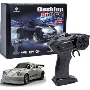 KF20 1:64 Scale Mini Drift RC Car مع التحكم عن بُعد RTR 2.4 جيجا هرتز بالكامل لسباق سطح المكتب (أحمر)