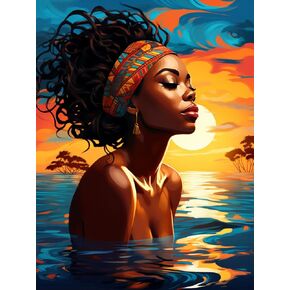 Diymood Paint by Numbers Kits for Adults African American, DIY Oil Painting African Women Acrylic Paint by Number for Adults Beginner with Brushes for Home Wall Decor 12x16 inch