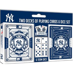 MasterPieces Officially Licensed MLB New York Yankees 2-Pack Playing cards & Dice set for Adults