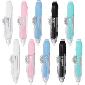 OUSKMA 10PCS White Correction Tape – Retractable & Refillable, Smooth Pull-Out Tape Applicator, Aesthetic Correction Pen for Office, School, Journaling