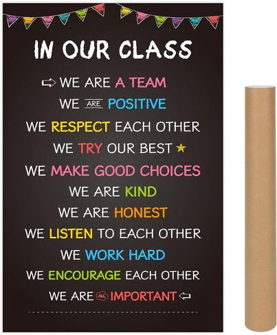 COCHIE Classroom Rules Poster for Classroom Decorations, Large 16"x24" Back to School Decor Class Rule Posters for Preschool Middle High School Kindergarten Elementary Teacher Must Haves (Black) in Saudi Arabia